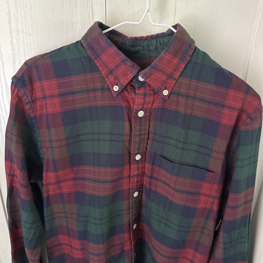 Brooks Brothers Men'sRed Fleece Button Down Shirt Plaid Red Blue Green Medium